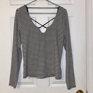 Striped fitted shirt with neck and back detail